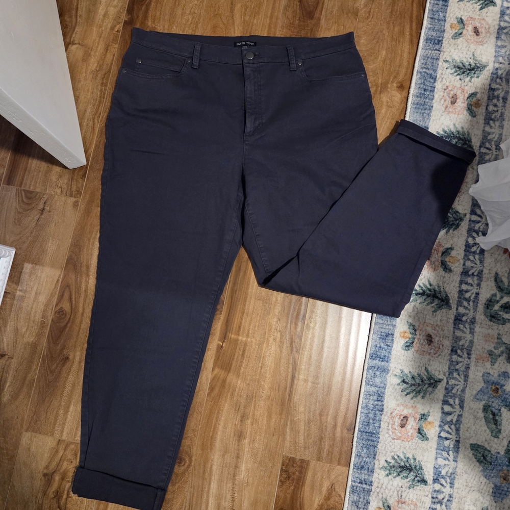 Eileen Fisher Dark Gray Slim Jeans, Size XL